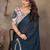 Teal blue georgette solid saree