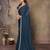 Teal blue georgette solid saree