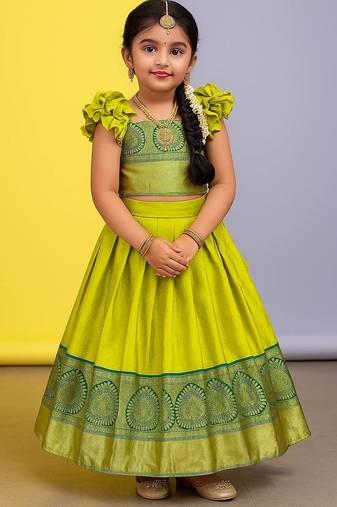 Parrot soft silk pavadai set lehenga choli