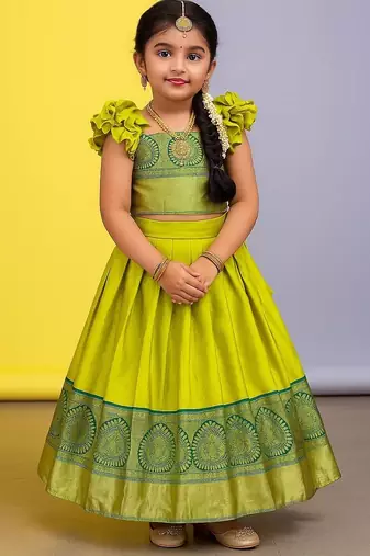 Parrot soft silk pavadai set lehenga choli