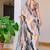 Multi printed linen cotton saree