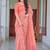 Pink printed linen cotton saree