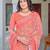 Pink printed linen cotton saree