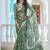 Pista printed linen cotton saree