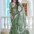 Pista printed linen cotton saree