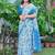 Blue printed linen cotton saree