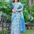 Blue printed linen cotton saree