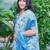 Blue printed linen cotton saree