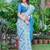 Blue printed linen cotton saree