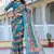Multi printed linen cotton saree