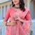 Pink printed linen cotton saree