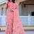 Pink printed linen cotton saree