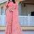 Pink printed linen cotton saree