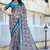 Grey printed linen cotton saree