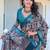 Grey printed linen cotton saree