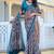 Grey printed linen cotton saree