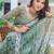 Pista printed linen cotton saree