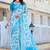 Firozi printed linen cotton saree