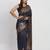 Navy blue linen cotton woven saree