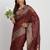 Maroon linen cotton woven saree