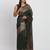 Dark green linen cotton woven saree