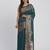 Sea green linen cotton woven saree
