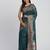 Sea green linen cotton woven saree