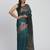 Sea green linen cotton woven saree