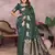 Green banarasi silk blend jacquard weaving saree