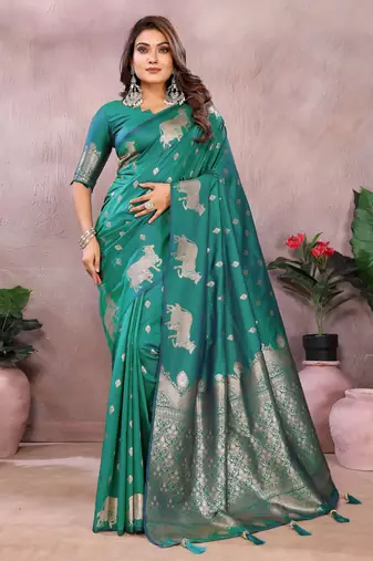 Rama banarasi silk blend jacquard weaving saree