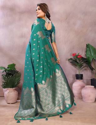 Rama faux banarasi silk blend jacquard weaving saree 2