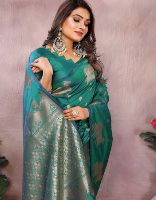 Rama faux banarasi silk blend jacquard weaving saree 3