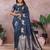 Teal banarasi silk blend jacquard weaving saree
