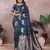 Teal banarasi silk blend jacquard weaving saree