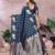 Teal banarasi silk blend jacquard weaving saree