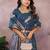 Teal banarasi silk blend jacquard weaving saree