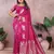 Pink banarasi silk blend jacquard weaving saree