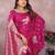 Pink banarasi silk blend jacquard weaving saree
