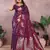 Purple banarasi silk blend jacquard weaving saree