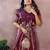 Purple banarasi silk blend jacquard weaving saree