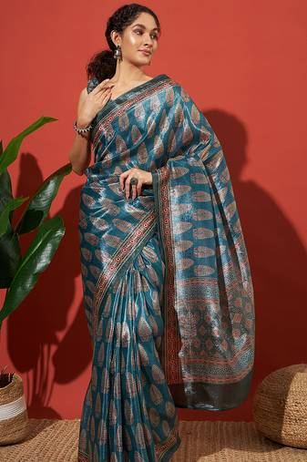 Rama tissue printed saree