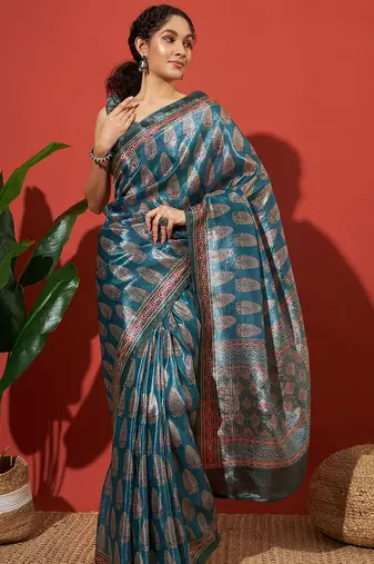 Rama tissue printed saree