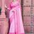 Pink linen cotton printed saree