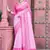 Pink linen cotton printed saree
