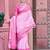 Pink linen cotton printed saree