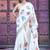 White linen cotton printed saree