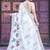 White linen cotton printed saree