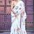 White linen cotton printed saree
