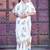 White linen cotton printed saree