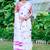White linen cotton printed saree
